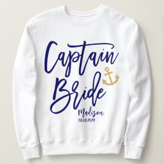Camiseta Capitão Noiva Azul Caligrafia Moderna