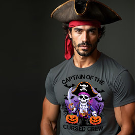 Camiseta Capitão Pirata do Halloween da Tripulação Amaldiço