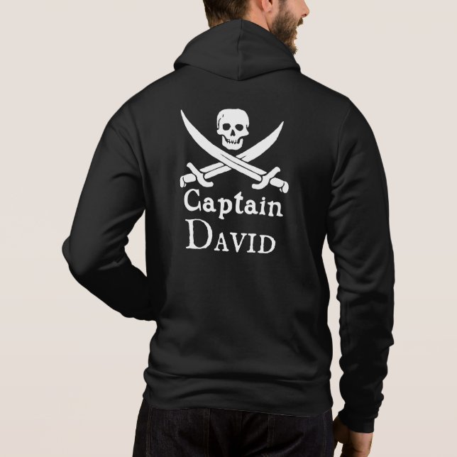 Camiseta Capitão Pirata Personalizado Zip Hoodie (Verso)