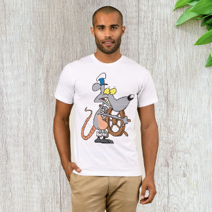 Camiseta Capitão Pirata Rato de Desenho Animado Conduzindo 