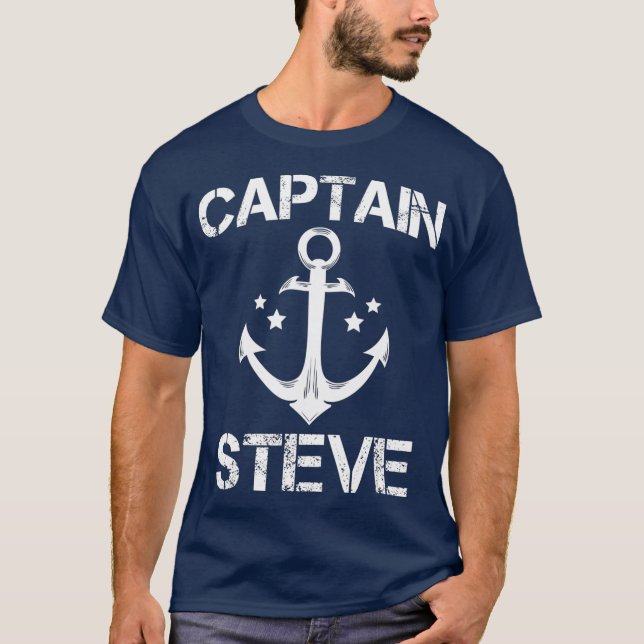 Camiseta CAPITÃO STEVE Engraçado Aniversário Nome Personali (Frente)