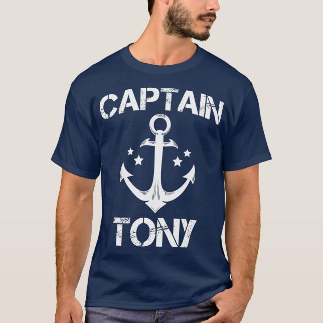 Camiseta CAPITÃO TONY Funny Birthday Nome Personalizado (Frente)