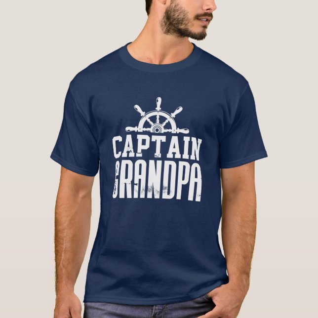 Camiseta Capitão Vovô Família Funny Boat Lover Sh (Frente)