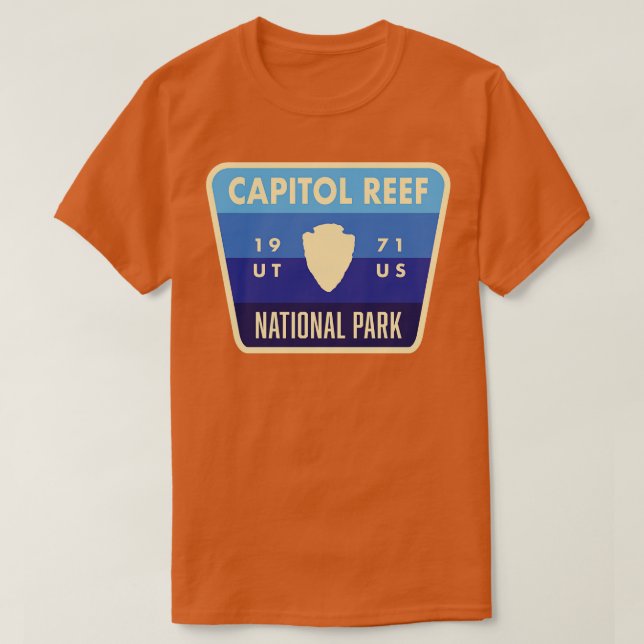 Camiseta Capitol Reef National Park Retro Arrohead Blue (Frente do Design)