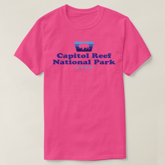 Camiseta Capitol Reef Parque Nacional Retro Buffalo (Frente do Design)