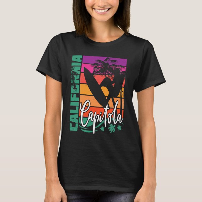 Camiseta Capitola California Retro Sunset Beach Surfer Surf (Frente)