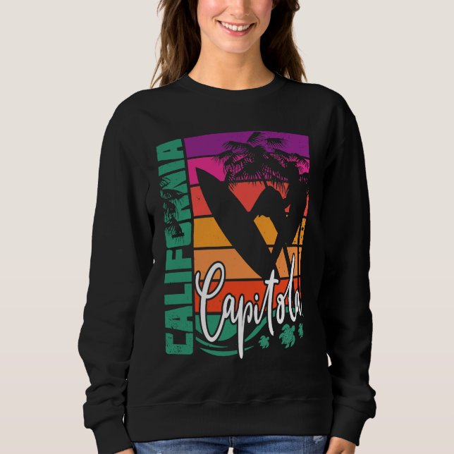 Camiseta Capitola California Retro Sunset Beach Surfer Surf (Frente)