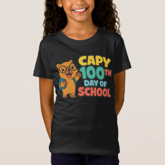 Camiseta Capivara 100º Dia de Escola Capy Aluno Fofo