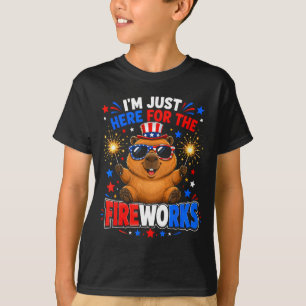 Camiseta Capivara 4 de julho estou aqui para os fogos de ar