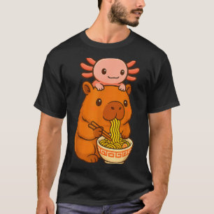 Camiseta Capivara Anime Ramen Axolote Gráfico Divertido Kaw