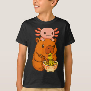 Camiseta Capivara Anime Ramen Axolote Gráfico Divertido Kaw