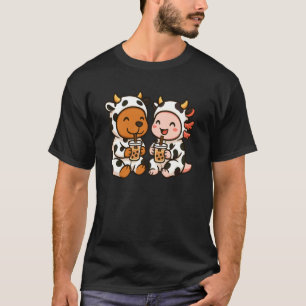 Camiseta Capivara Axolote Vaca Fantasia Chá de Boba Animal