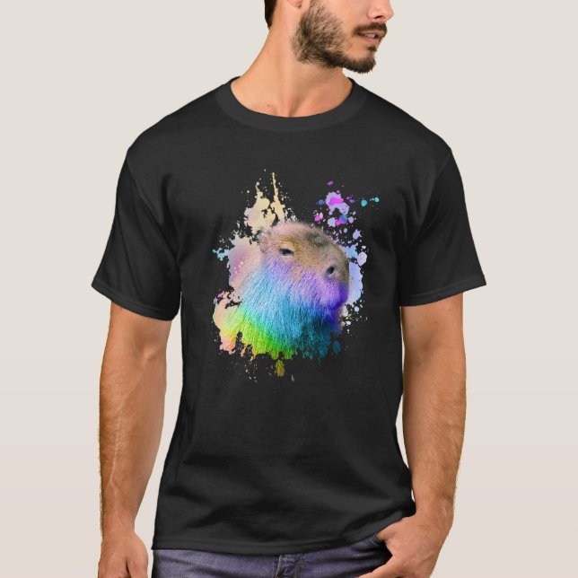 Camiseta Capivara Chuva Colorida (Frente)