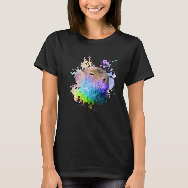 Camiseta Capivara Chuva de Cores (Frente)