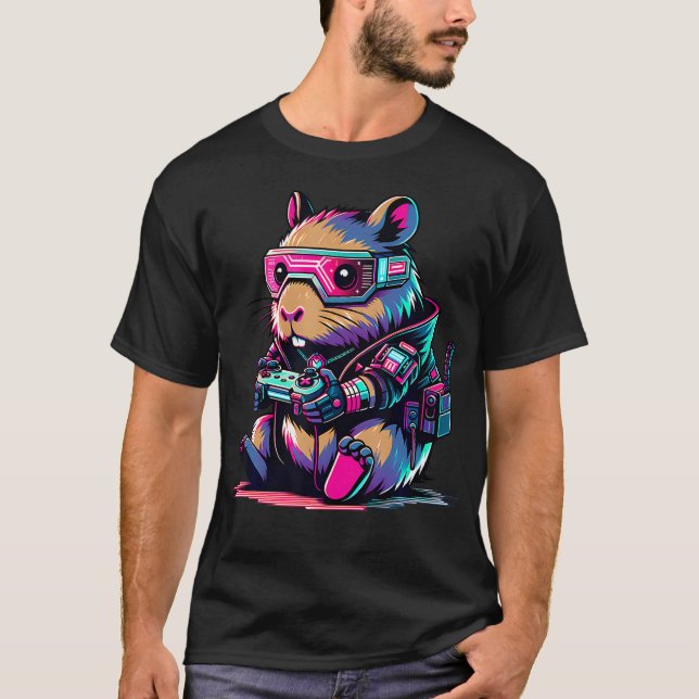 Camiseta Capivara Cibernética Video Games Capivara (Frente)