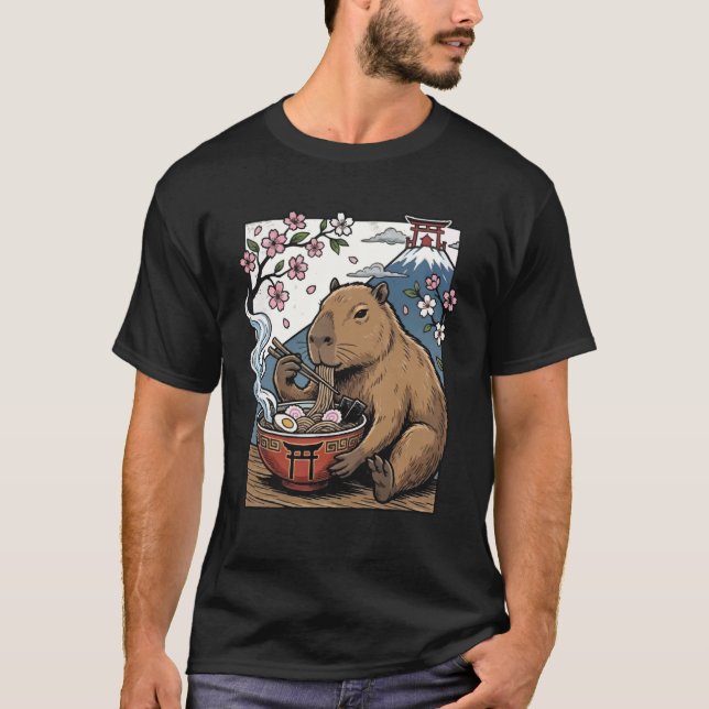 Camiseta Capivara Comendo Ramen (Frente)