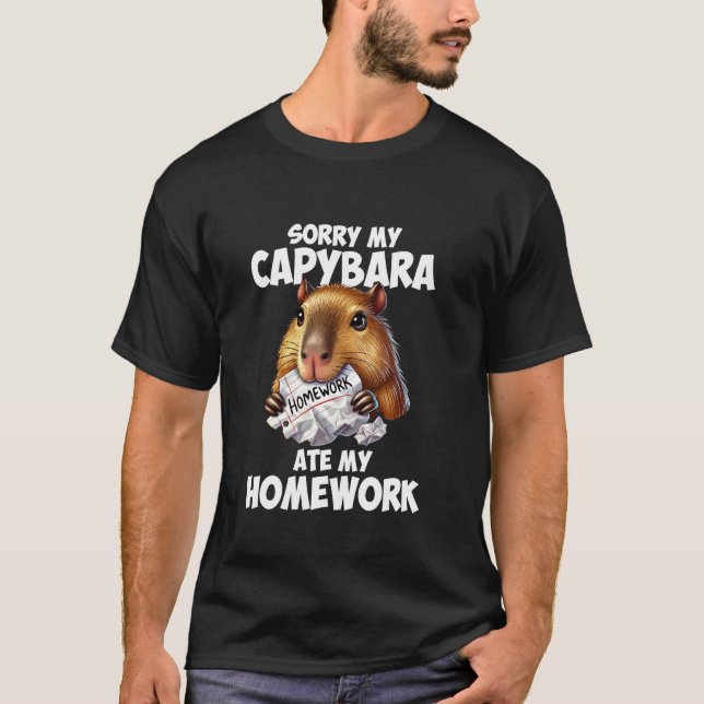 Camiseta Capivara comeu meu dever de casa, capivara (Frente)