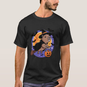 Camiseta Capivara de Chapéu de Bruxa em uma Vassoura de Hal
