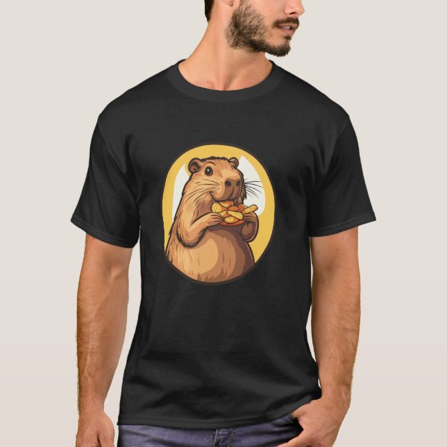 Camiseta Capivara Desfrutando de Deliciosos Lanches (Frente)