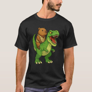 Camiseta Capivara Dinosaurio Trex Zoo Amante de Animais Men