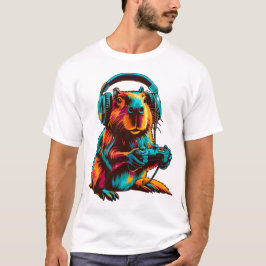 Camiseta Capivara Divertida de Jogos Vídeo Games Gráficos