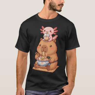 Camiseta Capivara E Axolote Ramen Boba Fofo
