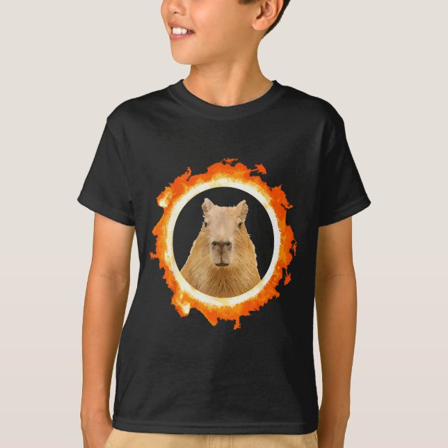 Camiseta Capivara Eclipse Meme Solar Animal Engraçado (Frente)