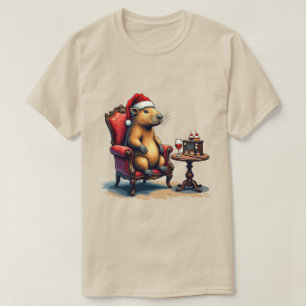 Camiseta Capivara engraçada bebendo vinho Relaxando em uma
