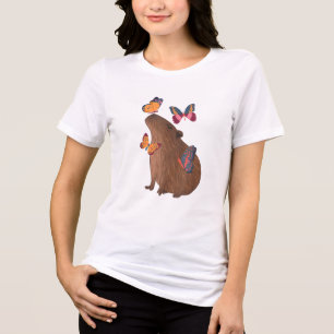 Camiseta Capivara Engraçada com Borboleta – Adorável Animal