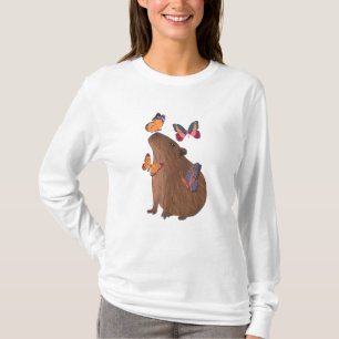 Camiseta Capivara Engraçada com Borboleta – Animal de Estim