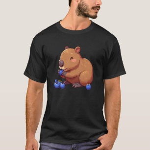 Camiseta Capivara Engraçada Comendo Gráfico de Mirtilo para
