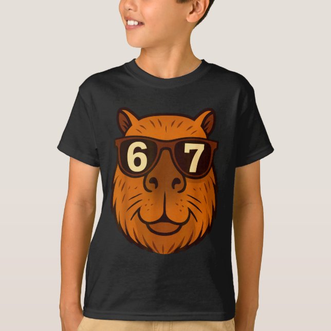 Camiseta Capivara Engraçada Solteiros 67 Seis Sete Meme (Frente)