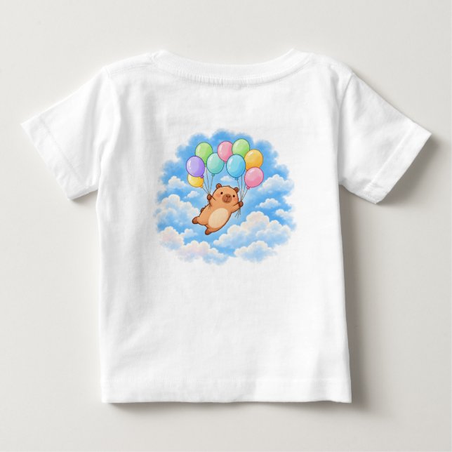 Camiseta Capivara Fofa com Balões – Até Breve (Verso)