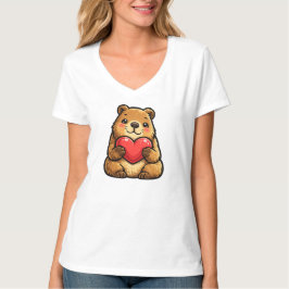 Camiseta Capivara Fofa com Coração Capivara Bonita do Dia d