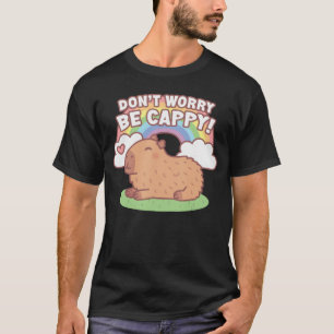 Camiseta Capivara Fofa e Arco-íris Não se Preocupe Seja Cap
