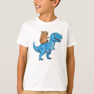 Camiseta Capivara Fofa e Divertida Montando Dinossauro T Re