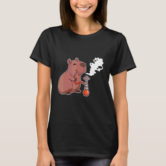 Camiseta Capivara Fofa Fumando Narguilé Shisha (Frente)