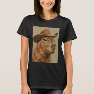 Camiseta Capivara Fofa Vestindo um Chapéu de Cowboy