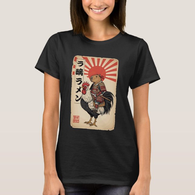 Camiseta Capivara Galo Japonês Samurai Vintage Frango  (Frente)
