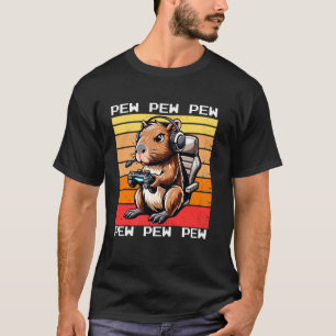 Camiseta Capivara Gamer Pew Vídeos Engraçados de Jogos Vint