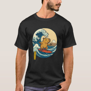 Camiseta Capivara Japão Surfando Onda Japonesa Kanagawa Men