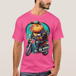 Camiseta Capivara Motociclista Pilotando Moto