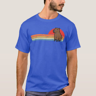 Camiseta Capivara Peito Pôr do Sol Retro Capy Roedor Homens