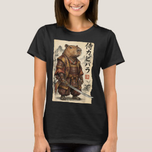 Camiseta Capivara Samurai Arte Japonesa Gráfico Vintage Eng