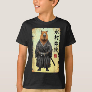 Camiseta Capivara Samurai Arte Japonesa Gráfico Vintage Eng