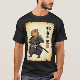 Camiseta Capivara Samurai Arte Japonesa Gráfico Vintage Eng