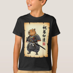 Camiseta Capivara Samurai Arte Japonesa Gráfico Vintage Eng