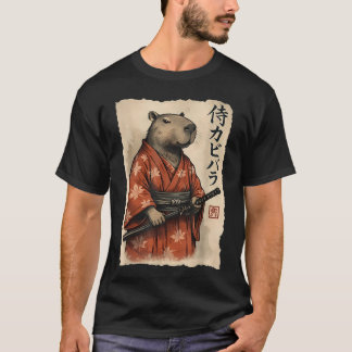 Camiseta Capivara Samurai Engraçado Arte Japonesa Vintage