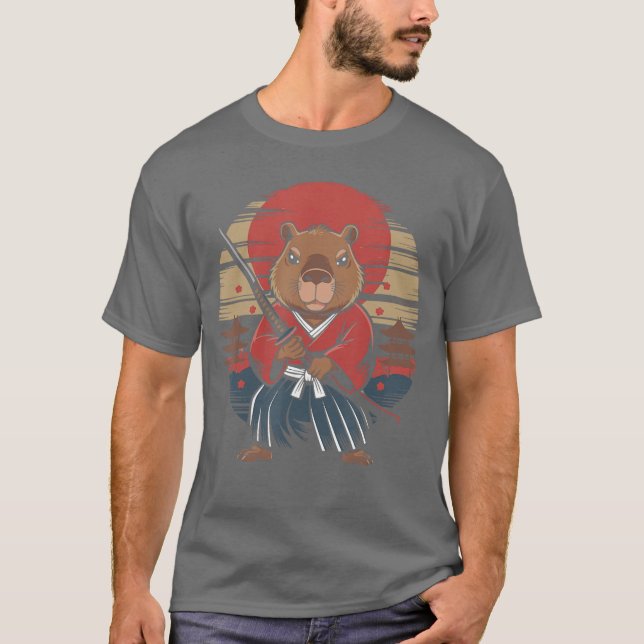 Camiseta Capivara Samurai Japonês engraçado (Frente)