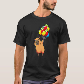 Camiseta Capivara Segurando Balões Carpincho Porco de Água 
